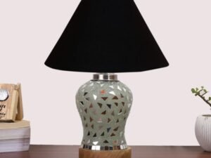 Multicolor Table Lamp | Artistic Mosaic Glass with Sturdy Wood Base | Decorative Ambient Light for Home D�cor | Perfect Blend of Modern & Traditional Style - Model DG127
