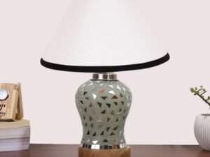Multicolor Table Lamp | Artistic Mosaic Glass with Sturdy Wood Base | Decorative Ambient Light for Home D�cor | Perfect Blend of Modern & Traditional Style - Model DG132