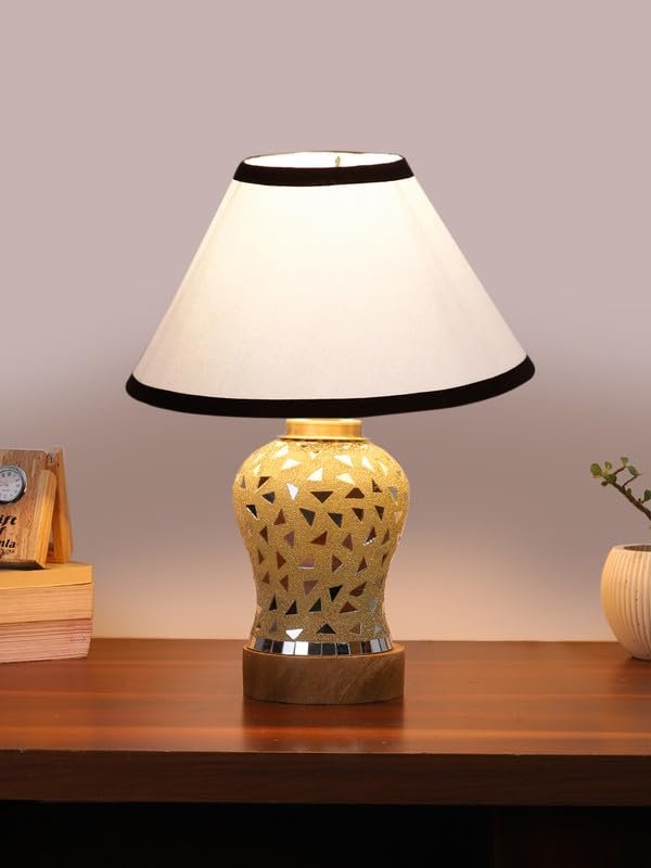 Multicolor Table Lamp | Artistic Mosaic Glass with Sturdy Wood Base | Decorative Ambient Light for Home D�cor | Perfect Blend of Modern & Traditional Style - Model DG132
