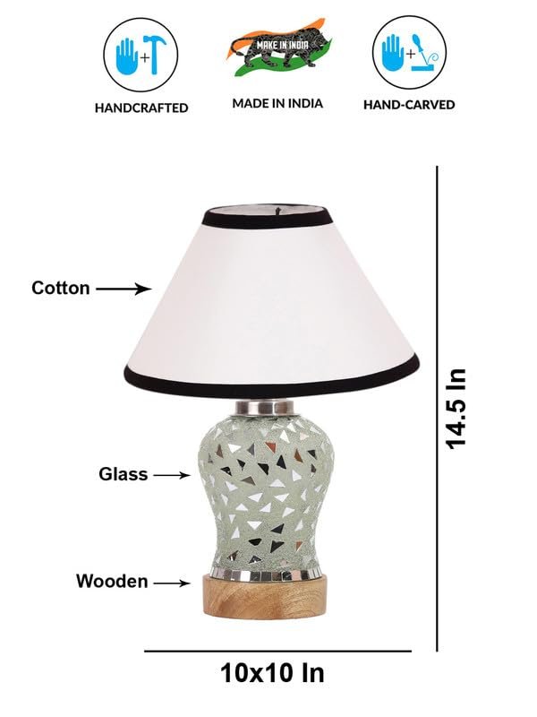 Multicolor Table Lamp | Artistic Mosaic Glass with Sturdy Wood Base | Decorative Ambient Light for Home D�cor | Perfect Blend of Modern & Traditional Style - Model DG132