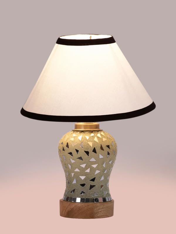 Multicolor Table Lamp | Artistic Mosaic Glass with Sturdy Wood Base | Decorative Ambient Light for Home D�cor | Perfect Blend of Modern & Traditional Style - Model DG132