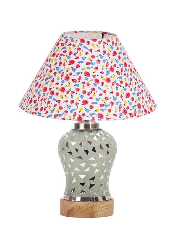 Multicolor Table Lamp | Artistic Mosaic Glass with Sturdy Wood Base | Decorative Ambient Light for Home D�cor | Perfect Blend of Modern & Traditional Style - Model DG140
