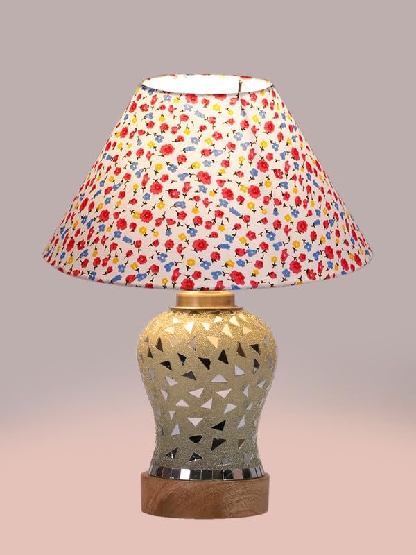 Multicolor Table Lamp | Artistic Mosaic Glass with Sturdy Wood Base | Decorative Ambient Light for Home D�cor | Perfect Blend of Modern & Traditional Style - Model DG140
