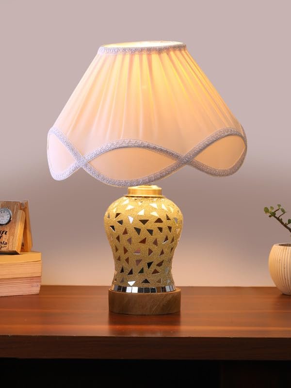 Multicolor Table Lamp | Artistic Mosaic Glass with Sturdy Wood Base | Decorative Ambient Light for Home D�cor | Perfect Blend of Modern & Traditional Style - Model DG147