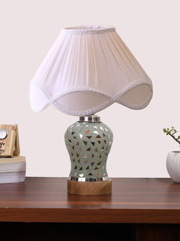 Multicolor Table Lamp | Artistic Mosaic Glass with Sturdy Wood Base | Decorative Ambient Light for Home D�cor | Perfect Blend of Modern & Traditional Style - Model DG147