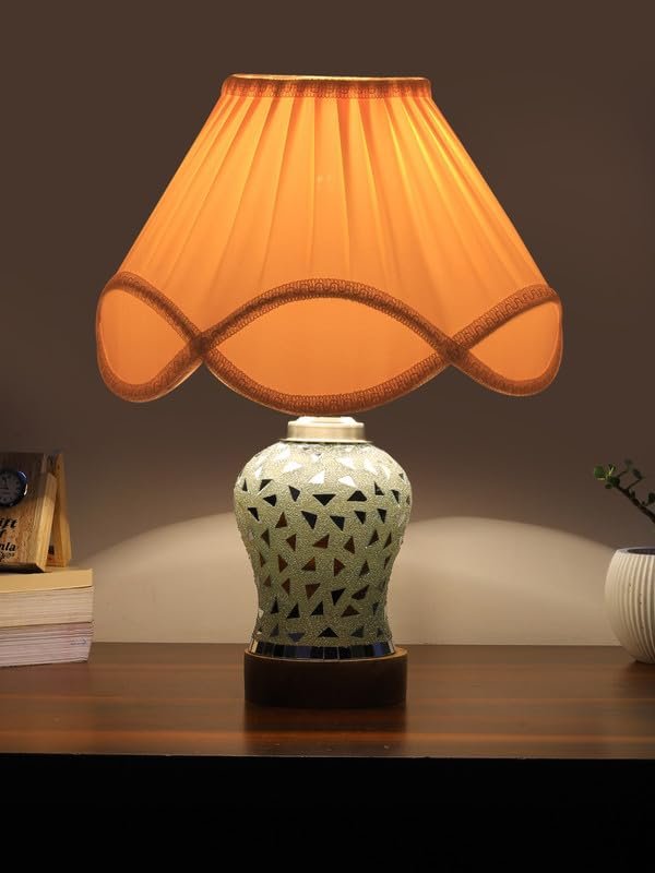 Multicolor Table Lamp | Artistic Mosaic Glass with Sturdy Wood Base | Decorative Ambient Light for Home D�cor | Perfect Blend of Modern & Traditional Style - Model DG147