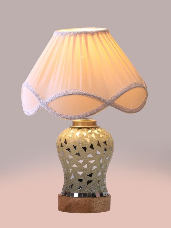 Multicolor Table Lamp | Artistic Mosaic Glass with Sturdy Wood Base | Decorative Ambient Light for Home D�cor | Perfect Blend of Modern & Traditional Style - Model DG147
