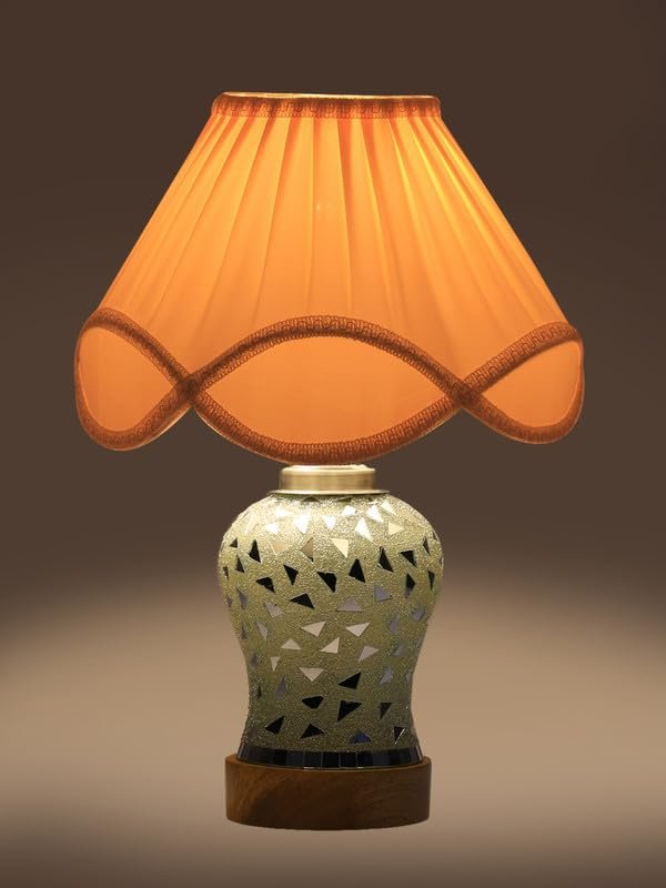 Multicolor Table Lamp | Artistic Mosaic Glass with Sturdy Wood Base | Decorative Ambient Light for Home D�cor | Perfect Blend of Modern & Traditional Style - Model DG147