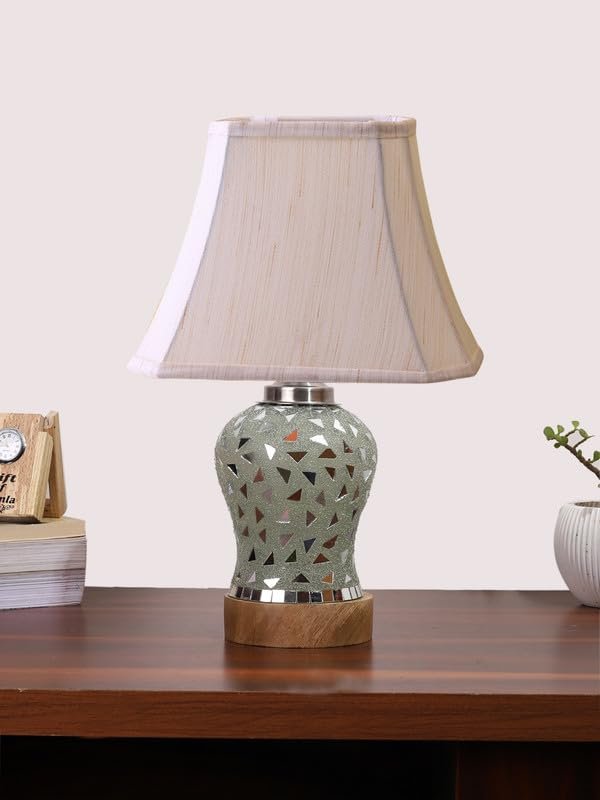 Multicolor Table Lamp | Artistic Mosaic Glass with Sturdy Wood Base | Decorative Ambient Light for Home D�cor | Perfect Blend of Modern & Traditional Style - Model DG149