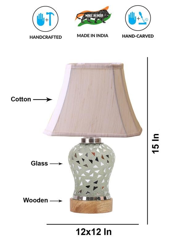 Multicolor Table Lamp | Artistic Mosaic Glass with Sturdy Wood Base | Decorative Ambient Light for Home D�cor | Perfect Blend of Modern & Traditional Style - Model DG149