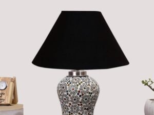 Multicolor Table Lamp | Artistic Mosaic Glass with Sturdy Wood Base | Decorative Ambient Light for Home D�cor | Perfect Blend of Modern & Traditional Style - Model DG152