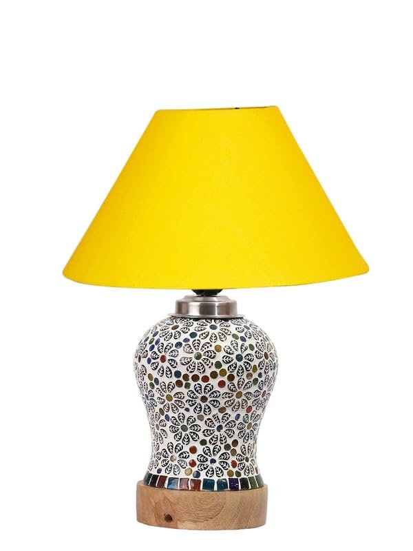 Multicolor Table Lamp | Artistic Mosaic Glass with Sturdy Wood Base | Decorative Ambient Light for Home D�cor | Perfect Blend of Modern & Traditional Style - Model DG155