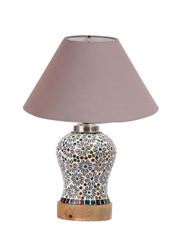 Multicolor Table Lamp | Artistic Mosaic Glass with Sturdy Wood Base | Decorative Ambient Light for Home D�cor | Perfect Blend of Modern & Traditional Style - Model DG156