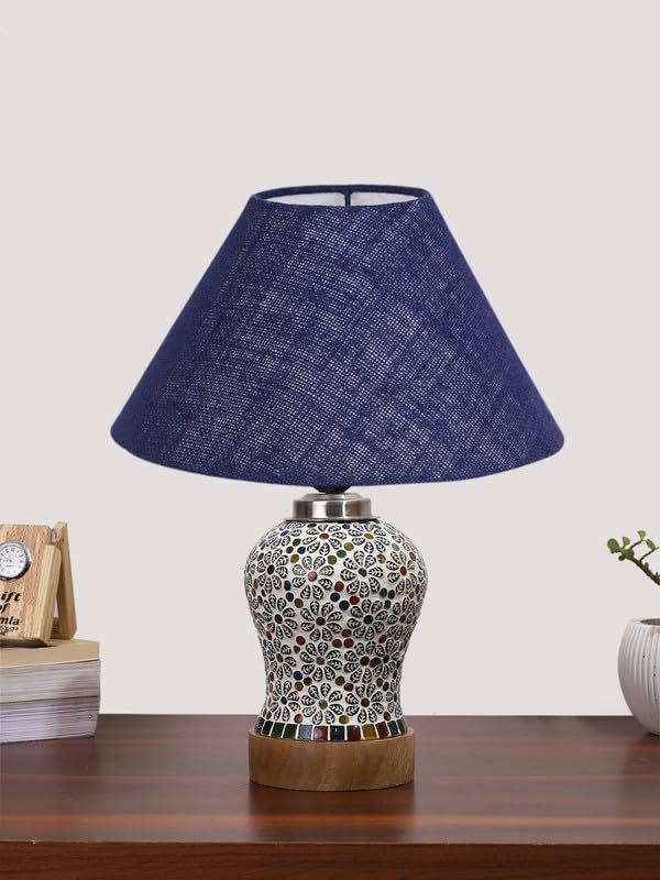 Multicolor Table Lamp | Artistic Mosaic Glass with Sturdy Wood Base | Decorative Ambient Light for Home D�cor | Perfect Blend of Modern & Traditional Style - Model DG162