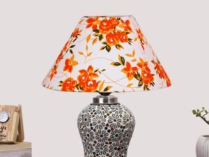 Multicolor Table Lamp | Artistic Mosaic Glass with Sturdy Wood Base | Decorative Ambient Light for Home D�cor | Perfect Blend of Modern & Traditional Style - Model DG164