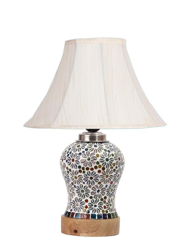 Multicolor Table Lamp | Artistic Mosaic Glass with Sturdy Wood Base | Decorative Ambient Light for Home D�cor | Perfect Blend of Modern & Traditional Style - Model DG166