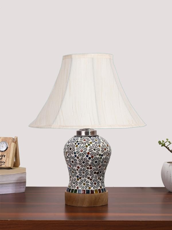 Multicolor Table Lamp | Artistic Mosaic Glass with Sturdy Wood Base | Decorative Ambient Light for Home D�cor | Perfect Blend of Modern & Traditional Style - Model DG166