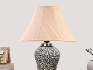 Multicolor Table Lamp | Artistic Mosaic Glass with Sturdy Wood Base | Decorative Ambient Light for Home D�cor | Perfect Blend of Modern & Traditional Style - Model DG169