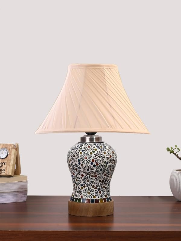 Multicolor Table Lamp | Artistic Mosaic Glass with Sturdy Wood Base | Decorative Ambient Light for Home D�cor | Perfect Blend of Modern & Traditional Style - Model DG169