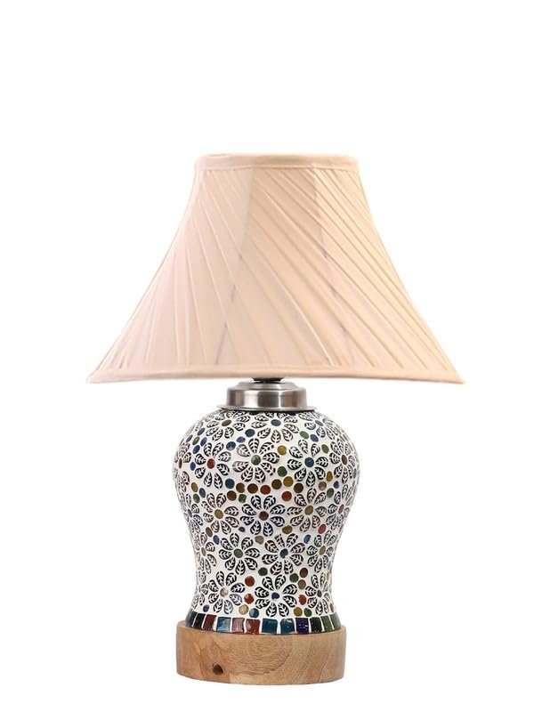 Multicolor Table Lamp | Artistic Mosaic Glass with Sturdy Wood Base | Decorative Ambient Light for Home D�cor | Perfect Blend of Modern & Traditional Style - Model DG169
