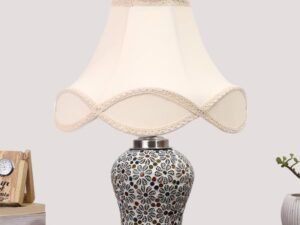 Multicolor Table Lamp | Artistic Mosaic Glass with Sturdy Wood Base | Decorative Ambient Light for Home D�cor | Perfect Blend of Modern & Traditional Style - Model DG171