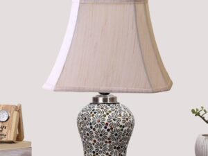 Multicolor Table Lamp | Artistic Mosaic Glass with Sturdy Wood Base | Decorative Ambient Light for Home D�cor | Perfect Blend of Modern & Traditional Style - Model DG174