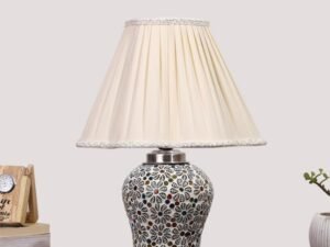 Multicolor Table Lamp | Artistic Mosaic Glass with Sturdy Wood Base | Decorative Ambient Light for Home D�cor | Perfect Blend of Modern & Traditional Style - Model DG175