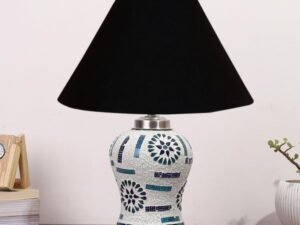 Multicolor Table Lamp | Artistic Mosaic Glass with Sturdy Wood Base | Decorative Ambient Light for Home D�cor | Perfect Blend of Modern & Traditional Style - Model DG177