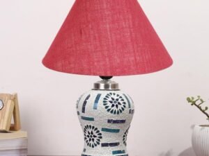 Multicolor Table Lamp | Artistic Mosaic Glass with Sturdy Wood Base | Decorative Ambient Light for Home D�cor | Perfect Blend of Modern & Traditional Style - Model DG184