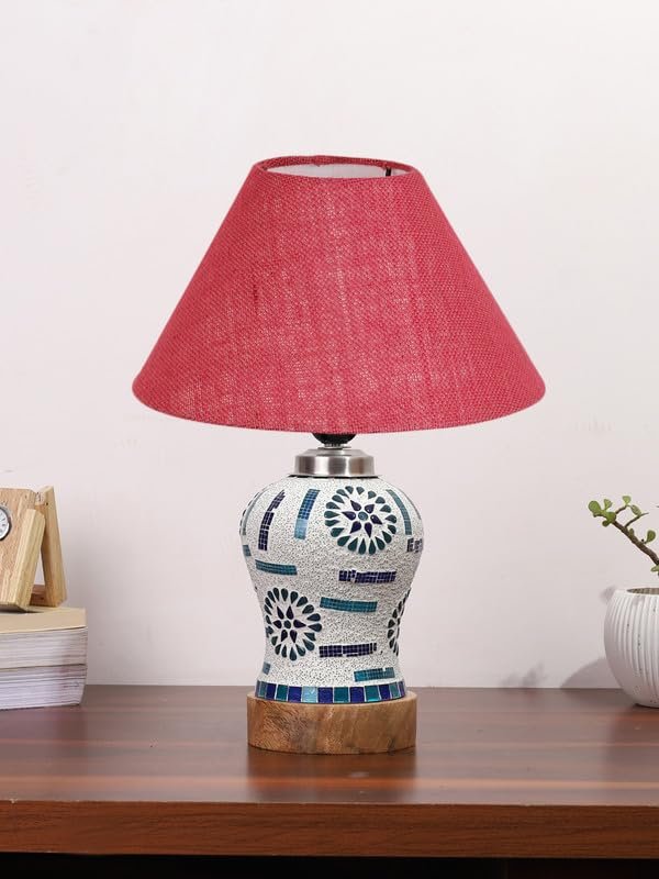 Multicolor Table Lamp | Artistic Mosaic Glass with Sturdy Wood Base | Decorative Ambient Light for Home D�cor | Perfect Blend of Modern & Traditional Style - Model DG184