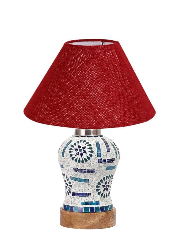 Multicolor Table Lamp | Artistic Mosaic Glass with Sturdy Wood Base | Decorative Ambient Light for Home D�cor | Perfect Blend of Modern & Traditional Style - Model DG185