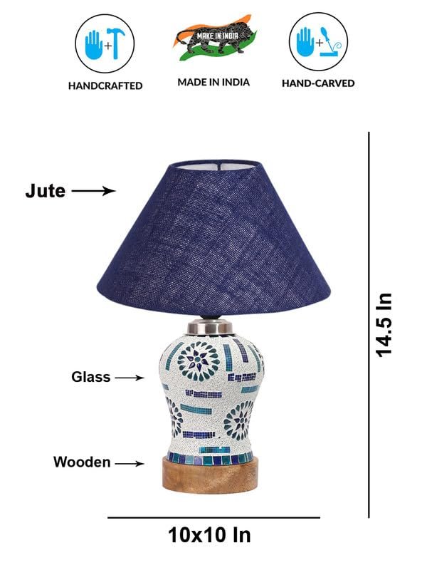 Multicolor Table Lamp | Artistic Mosaic Glass with Sturdy Wood Base | Decorative Ambient Light for Home D�cor | Perfect Blend of Modern & Traditional Style - Model DG187