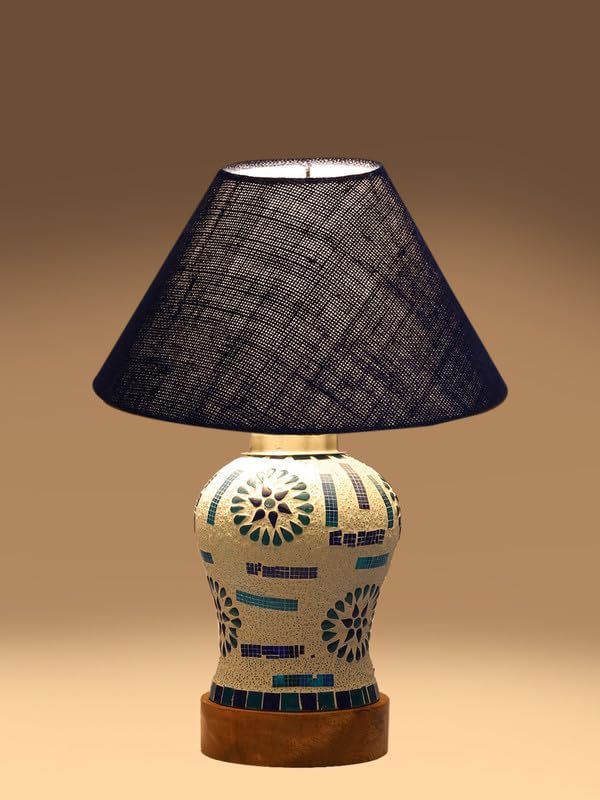 Multicolor Table Lamp | Artistic Mosaic Glass with Sturdy Wood Base | Decorative Ambient Light for Home D�cor | Perfect Blend of Modern & Traditional Style - Model DG187