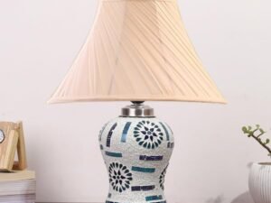 Multicolor Table Lamp | Artistic Mosaic Glass with Sturdy Wood Base | Decorative Ambient Light for Home D�cor | Perfect Blend of Modern & Traditional Style - Model DG194