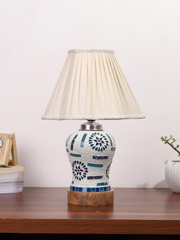 Multicolor Table Lamp | Artistic Mosaic Glass with Sturdy Wood Base | Decorative Ambient Light for Home D�cor | Perfect Blend of Modern & Traditional Style - Model DG200