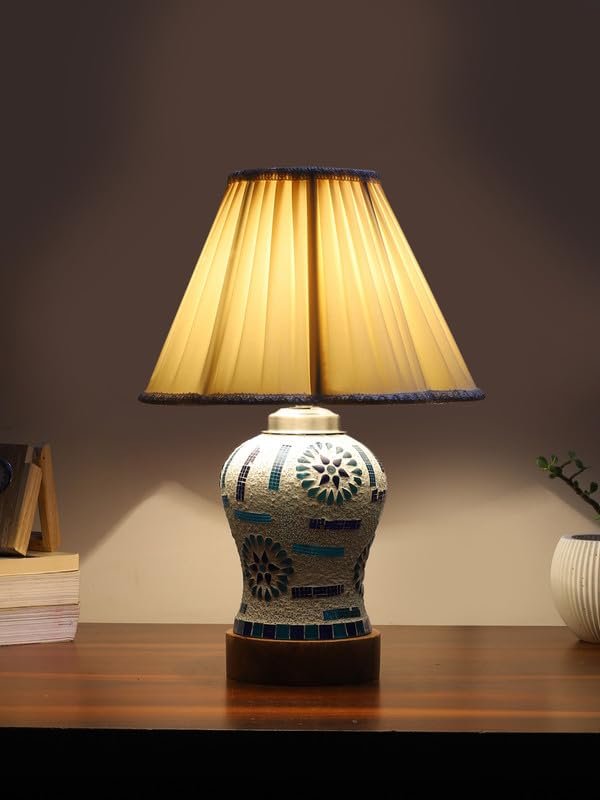 Multicolor Table Lamp | Artistic Mosaic Glass with Sturdy Wood Base | Decorative Ambient Light for Home D�cor | Perfect Blend of Modern & Traditional Style - Model DG200