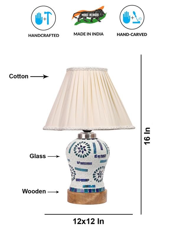 Multicolor Table Lamp | Artistic Mosaic Glass with Sturdy Wood Base | Decorative Ambient Light for Home D�cor | Perfect Blend of Modern & Traditional Style - Model DG200