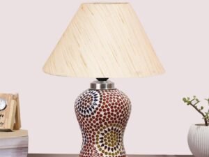 Multicolor Table Lamp | Artistic Mosaic Glass with Sturdy Wood Base | Decorative Ambient Light for Home D�cor | Perfect Blend of Modern & Traditional Style - Model DG201