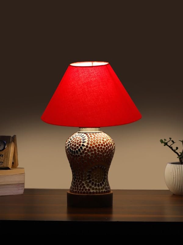 Multicolor Table Lamp | Artistic Mosaic Glass with Sturdy Wood Base | Decorative Ambient Light for Home D�cor | Perfect Blend of Modern & Traditional Style - Model DG203