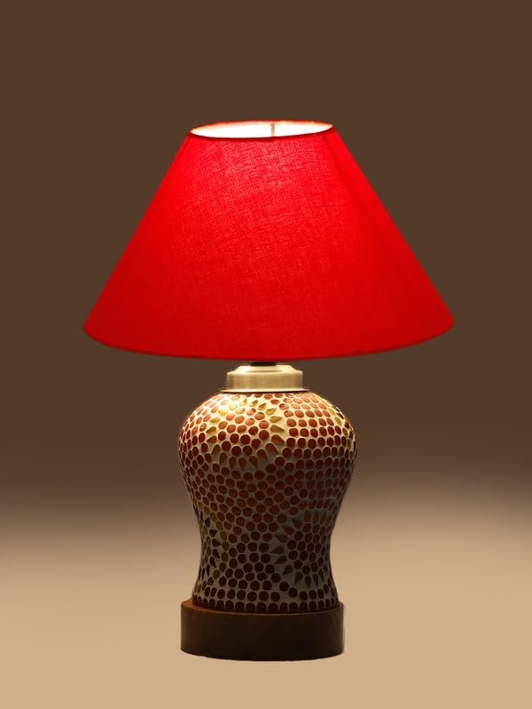 Multicolor Table Lamp | Artistic Mosaic Glass with Sturdy Wood Base | Decorative Ambient Light for Home D�cor | Perfect Blend of Modern & Traditional Style - Model DG203