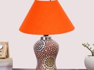 Multicolor Table Lamp | Artistic Mosaic Glass with Sturdy Wood Base | Decorative Ambient Light for Home D�cor | Perfect Blend of Modern & Traditional Style - Model DG204