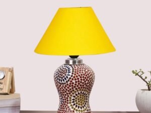 Multicolor Table Lamp | Artistic Mosaic Glass with Sturdy Wood Base | Decorative Ambient Light for Home D�cor | Perfect Blend of Modern & Traditional Style - Model DG2