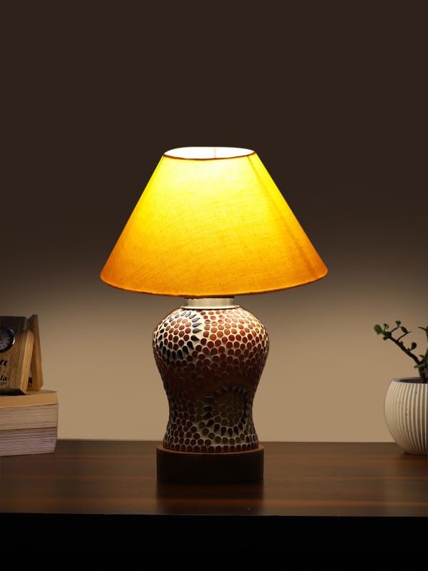 Multicolor Table Lamp | Artistic Mosaic Glass with Sturdy Wood Base | Decorative Ambient Light for Home D�cor | Perfect Blend of Modern & Traditional Style - Model DG2