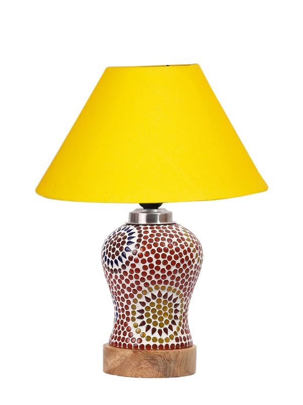 Multicolor Table Lamp | Artistic Mosaic Glass with Sturdy Wood Base | Decorative Ambient Light for Home D�cor | Perfect Blend of Modern & Traditional Style - Model DG2