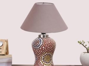 Multicolor Table Lamp | Artistic Mosaic Glass with Sturdy Wood Base | Decorative Ambient Light for Home D�cor | Perfect Blend of Modern & Traditional Style - Model DG206