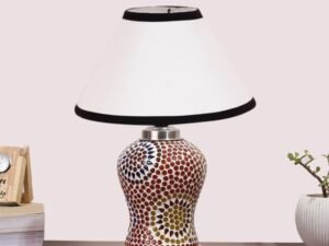 Multicolor Table Lamp | Artistic Mosaic Glass with Sturdy Wood Base | Decorative Ambient Light for Home D�cor | Perfect Blend of Modern & Traditional Style - Model DG207