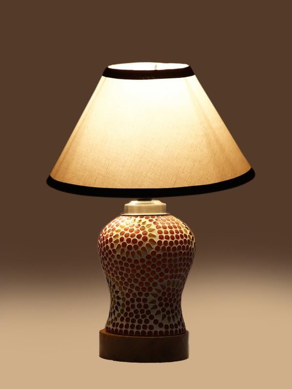 Multicolor Table Lamp | Artistic Mosaic Glass with Sturdy Wood Base | Decorative Ambient Light for Home D�cor | Perfect Blend of Modern & Traditional Style - Model DG207