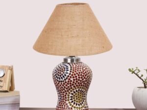 Multicolor Table Lamp | Artistic Mosaic Glass with Sturdy Wood Base | Decorative Ambient Light for Home D�cor | Perfect Blend of Modern & Traditional Style - Model DG208