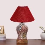 Multicolor Table Lamp | Artistic Mosaic Glass with Sturdy Wood Base | Decorative Ambient Light for Home D�cor | Perfect Blend of Modern & Traditional Style – Model DG210