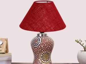 Multicolor Table Lamp | Artistic Mosaic Glass with Sturdy Wood Base | Decorative Ambient Light for Home D�cor | Perfect Blend of Modern & Traditional Style - Model DG210